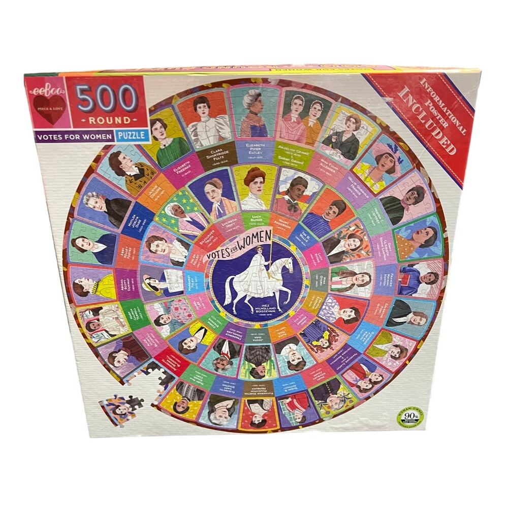 Votes for Women 500 piece eeBoo's Round Puzzle Complete Informational Poster - Picture 2 of 5